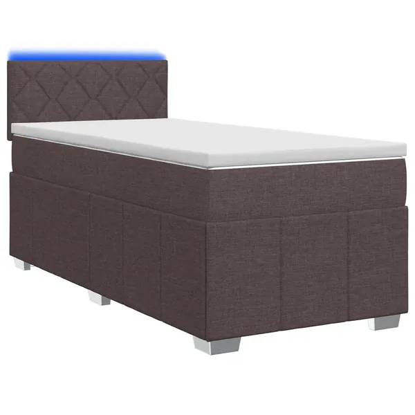 Lit boxspring avec matelas Marron foncé 90 x 200 cm Tissu