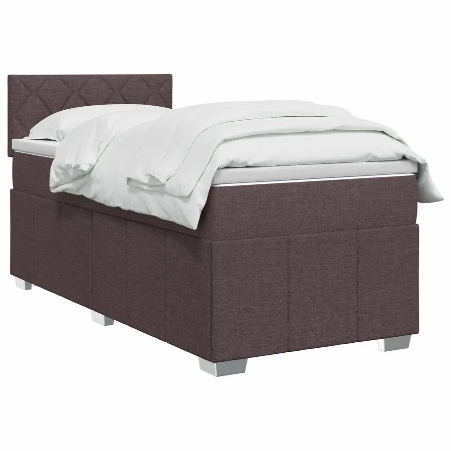 Lit boxspring avec matelas Marron foncé 90 x 200 cm Tissu - 2