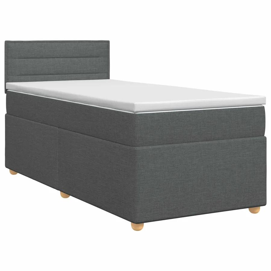 Lit boxspring avec matelas Gris foncé 90 x 200 cm Tissu