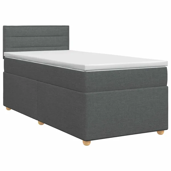 Lit boxspring avec matelas Gris foncé 90 x 200 cm Tissu