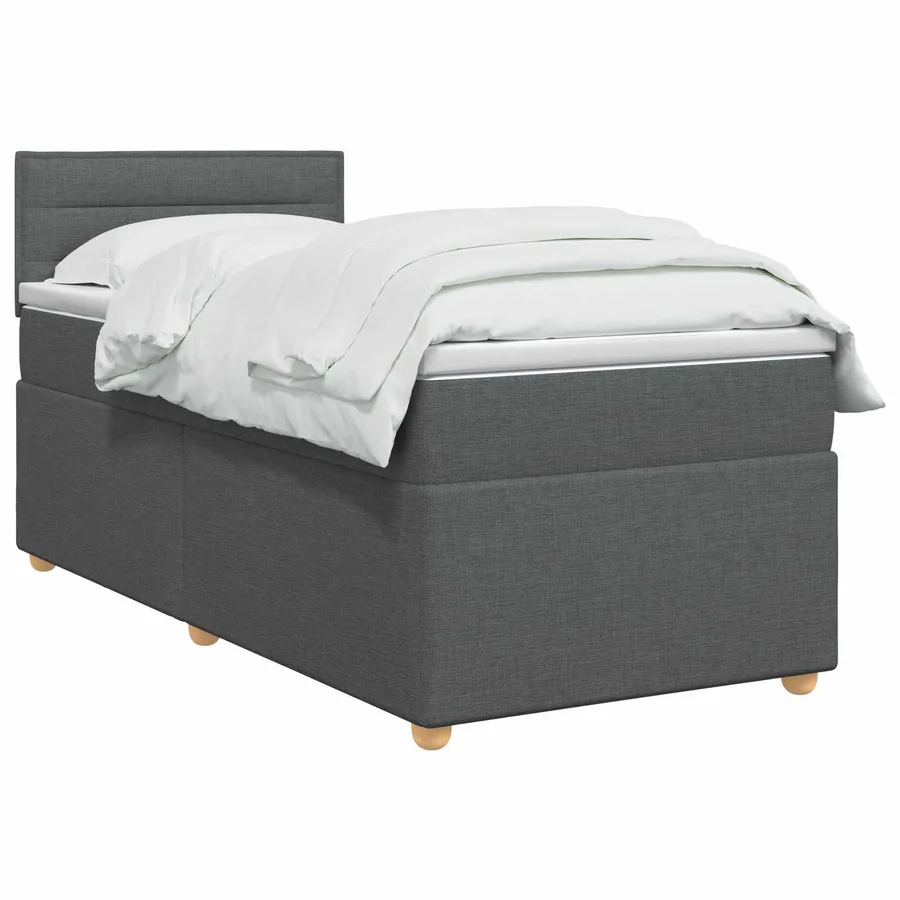 Lit boxspring avec matelas Gris foncé 90 x 200 cm Tissu - 2