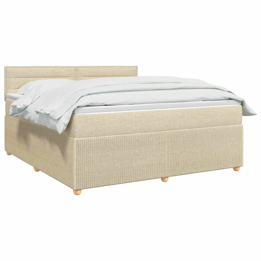 Lit boxspring avec matelas Crème 160 x 200 cm Tissu - 2