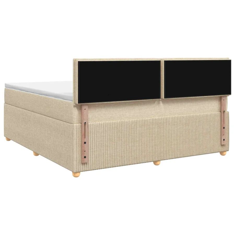 Lit boxspring avec matelas Crème 160 x 200 cm Tissu - 7
