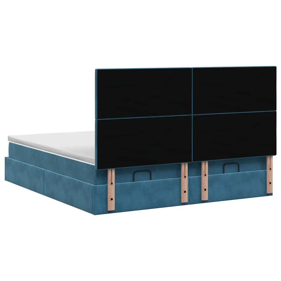 Lit ottoman avec matelas 2 pc Bleu foncé Velours - 8