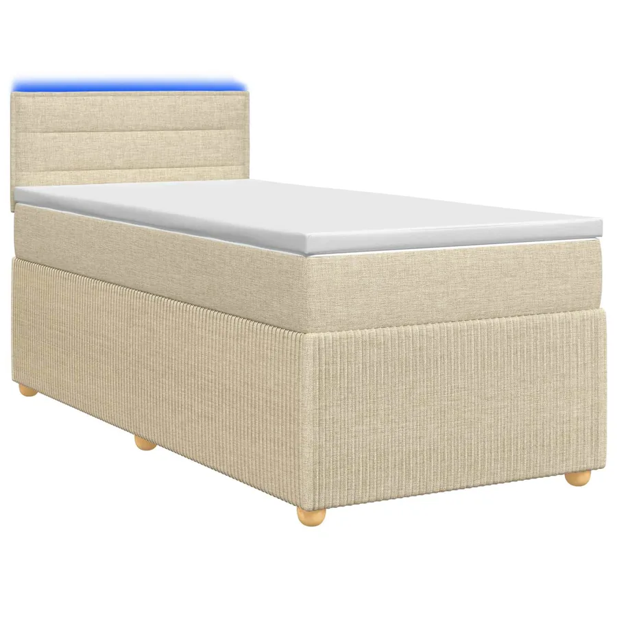 Lit boxspring avec matelas Crème 90 x 200 cm Tissu