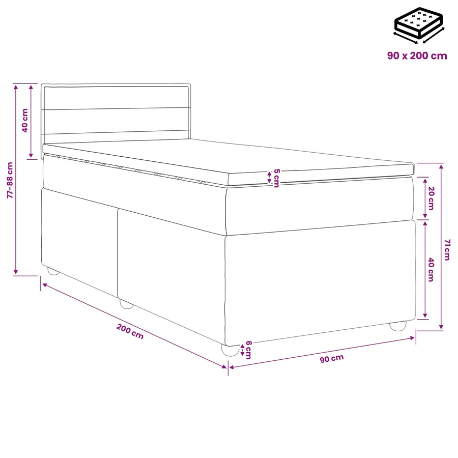 Lit boxspring avec matelas Crème 90 x 200 cm Tissu - 11