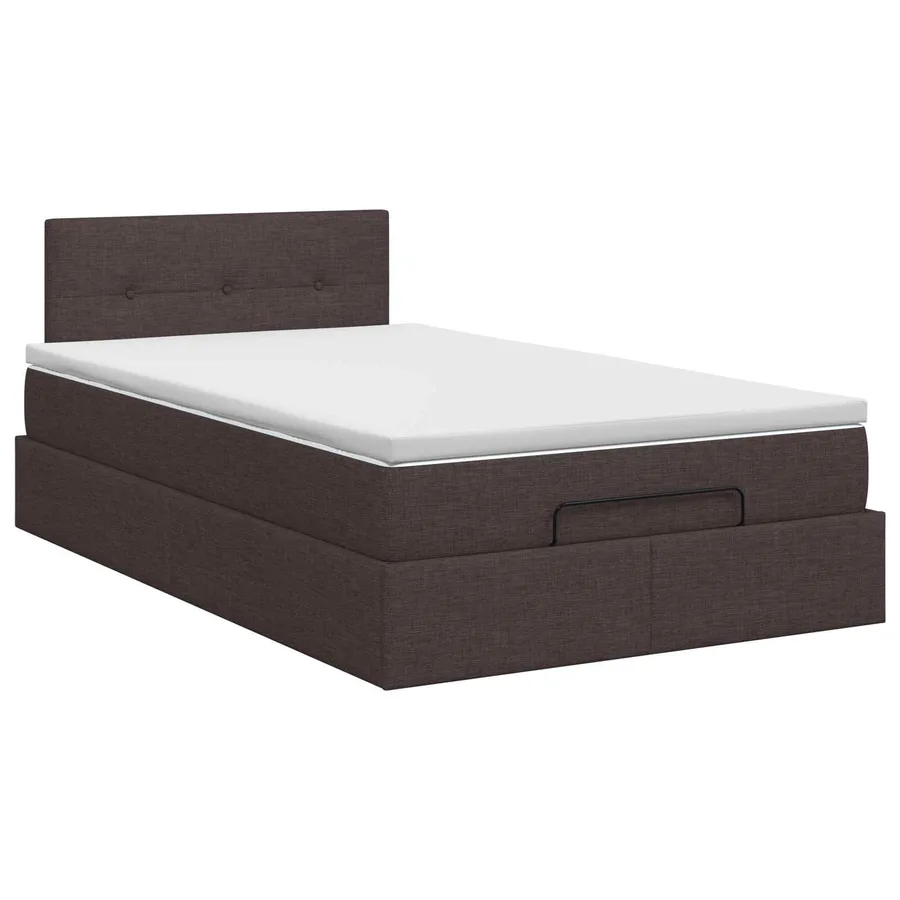 Lit ottoman avec matelas Marron foncé 120 x 190 cm Tissu - 4