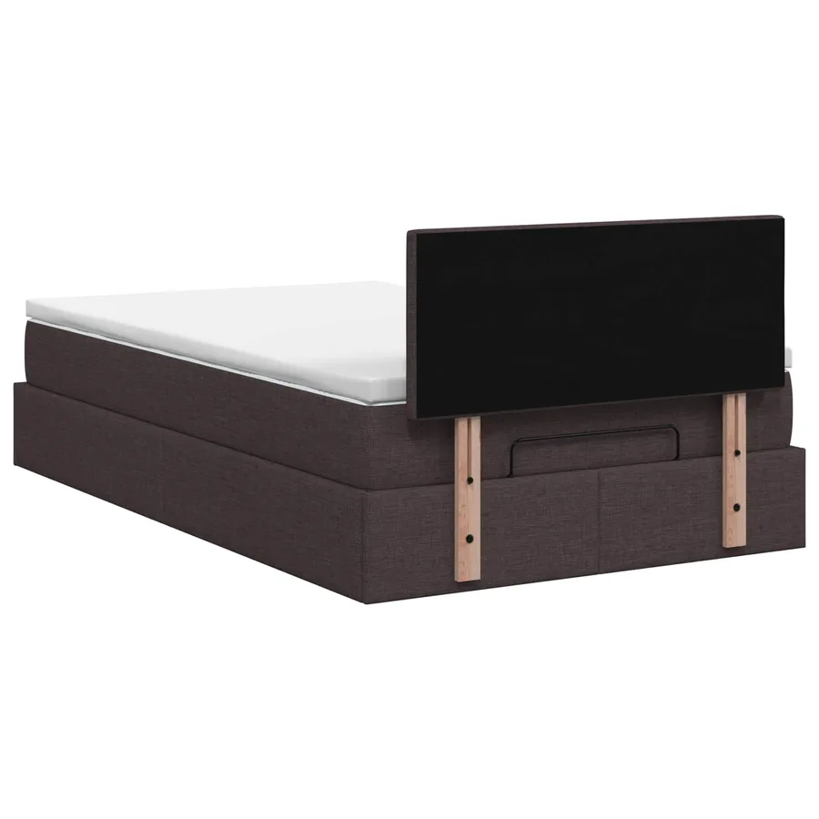 Lit ottoman avec matelas Marron foncé 120 x 190 cm Tissu - 8