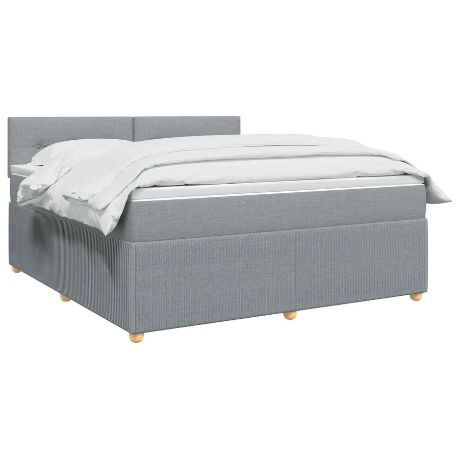Lit boxspring avec matelas Gris clair 160 x 200 cm Tissu - 2