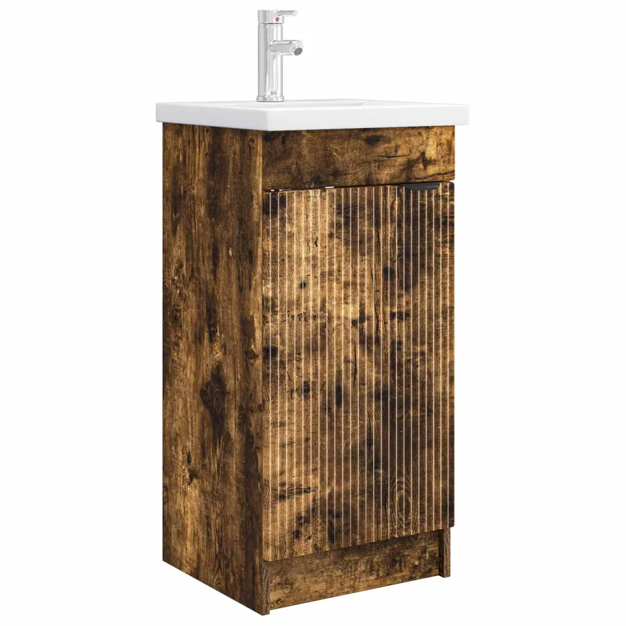 Meuble de salle de bain avec évier Chêne fumé 42 x 40 x 84,5 cm - 2