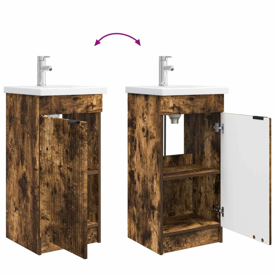 Meuble de salle de bain avec évier Chêne fumé 42 x 40 x 84,5 cm - 8