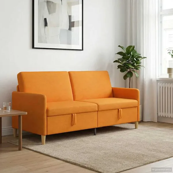 Sofa avec rangement Jaune foncé 192 x 78 x 87 cm Polyester