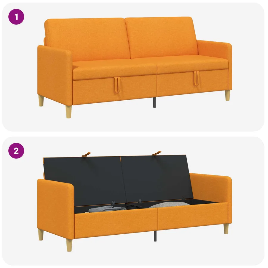 Sofa avec rangement Jaune foncé 192 x 78 x 87 cm Polyester - 6