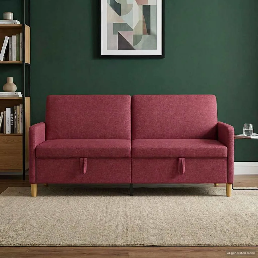 Sofa avec rangement Bordeaux 192 x 78 x 87 cm Polyester
