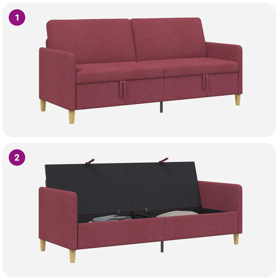 Sofa avec rangement Bordeaux 192 x 78 x 87 cm Polyester - 6