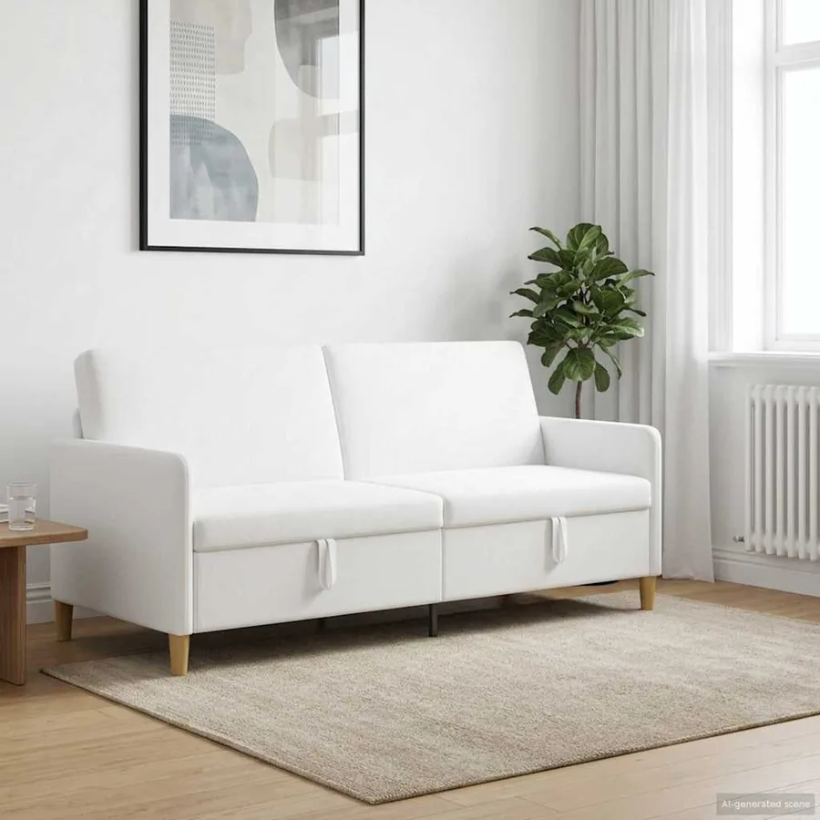Sofa avec rangement Blanc 192 x 78 x 87 cm Polyester