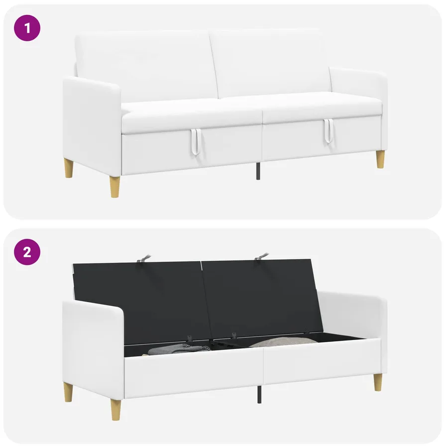 Sofa avec rangement Blanc 192 x 78 x 87 cm Polyester - 6