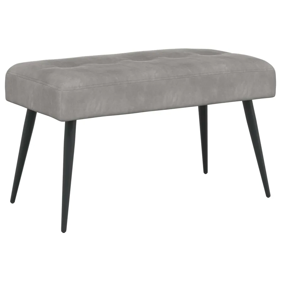 Banc avec capitonnage bouton Gris clair 80 x 40 x 46 cm Velours - 2