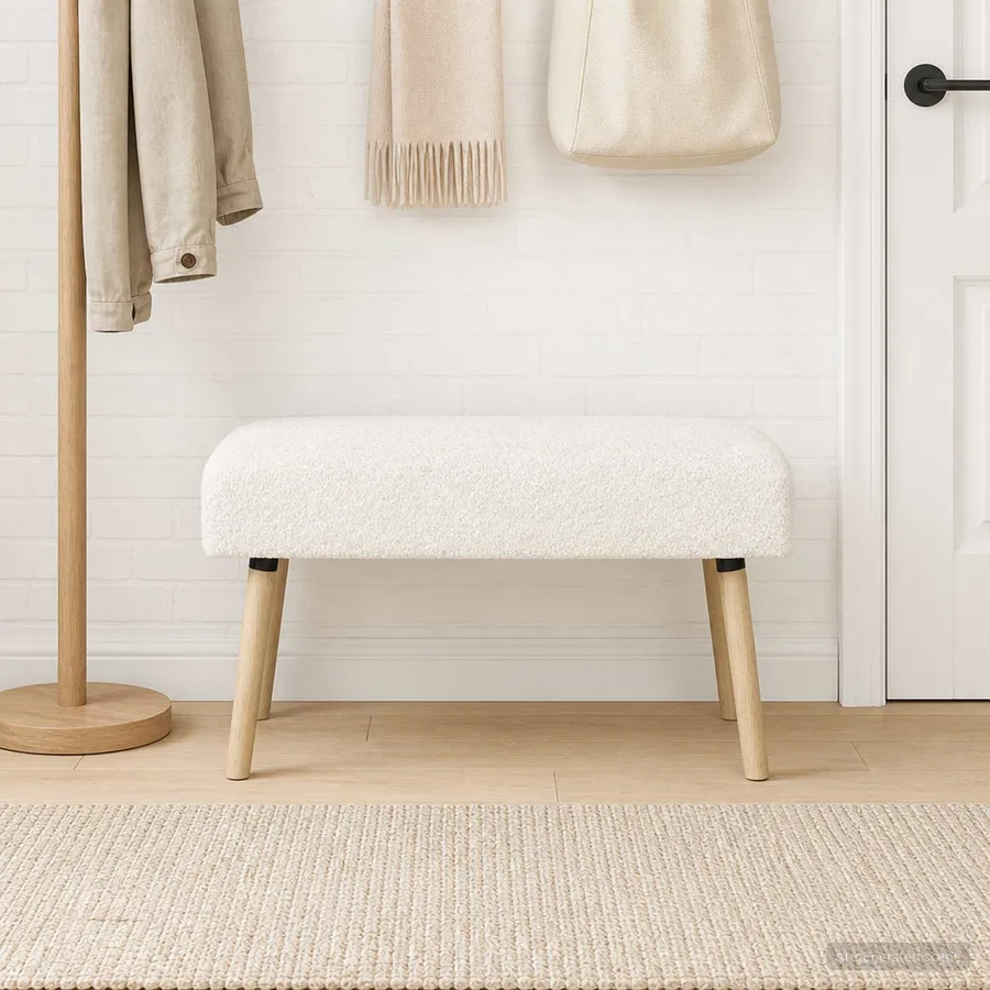 banc Uni Crème 80 x 40 x 46 cm Bouclé - 4