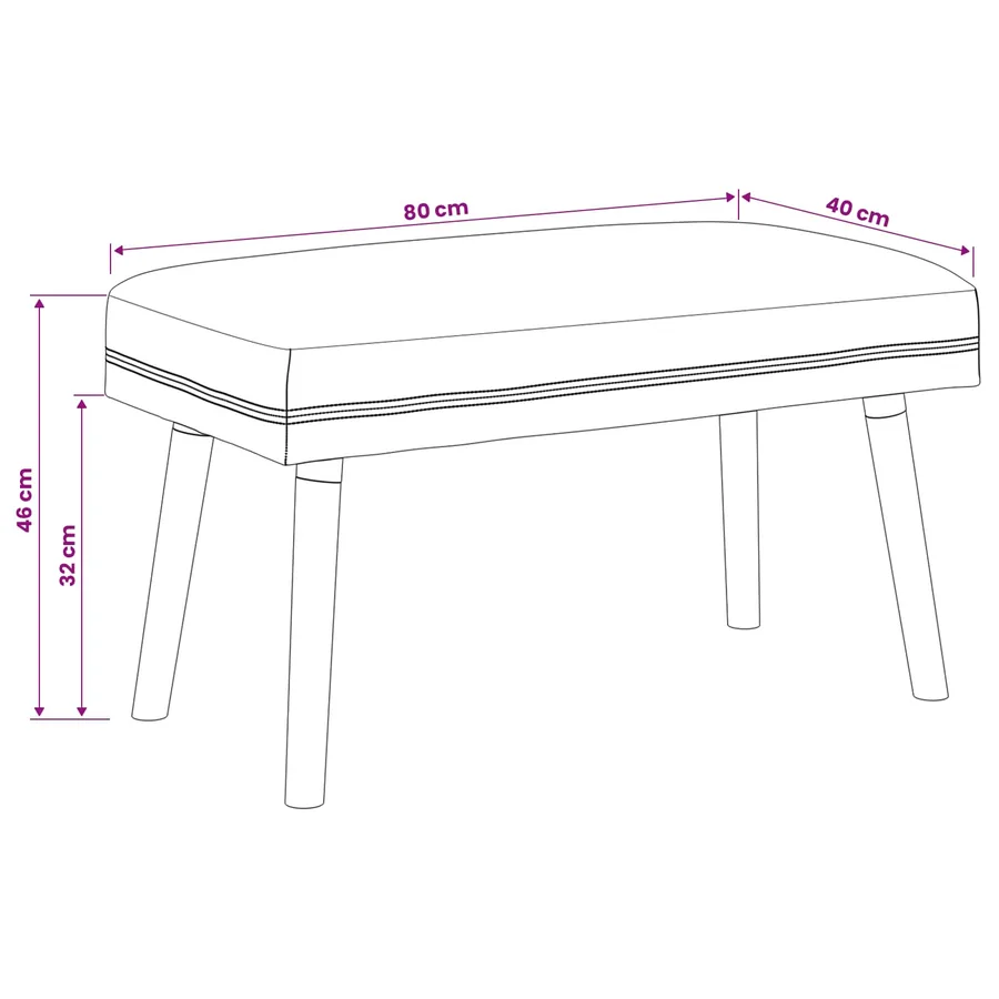 banc Uni Crème 80 x 40 x 46 cm Bouclé - 9