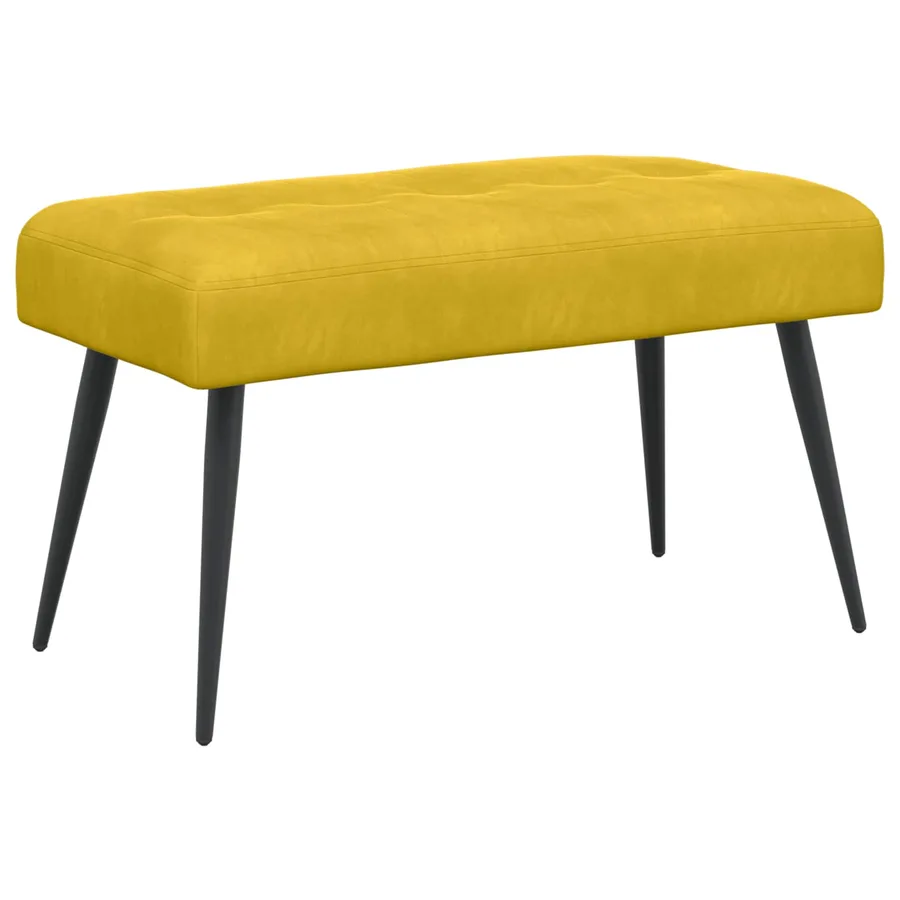 Banc avec capitonnage bouton Jaune 80 x 40 x 46 cm Velours - 2