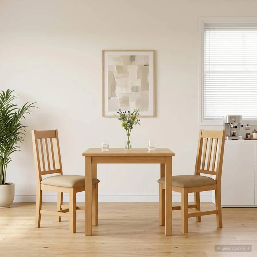 Chaise de salle à manger VENLO 2 pcs Bois de chêne massif Beige