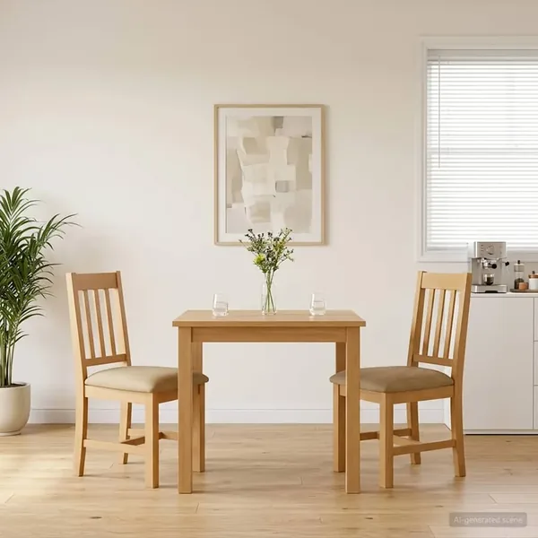 Chaise de salle à manger VENLO 2 pcs Bois de chêne massif Beige
