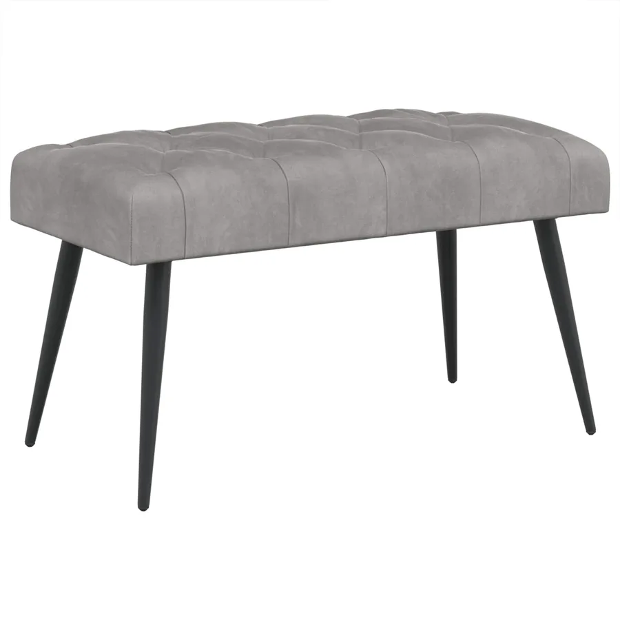 Banc avec capitonnage bouton Gris clair 80 x 40 x 46 cm Velours - 2