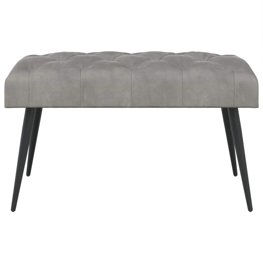 Banc avec capitonnage bouton Gris clair 80 x 40 x 46 cm Velours - 5