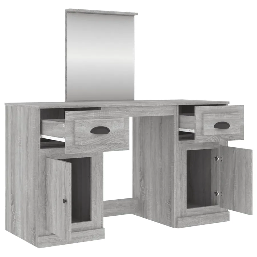 Coiffeuse avec miroir sonoma gris 130x50x132,5 cm - 8