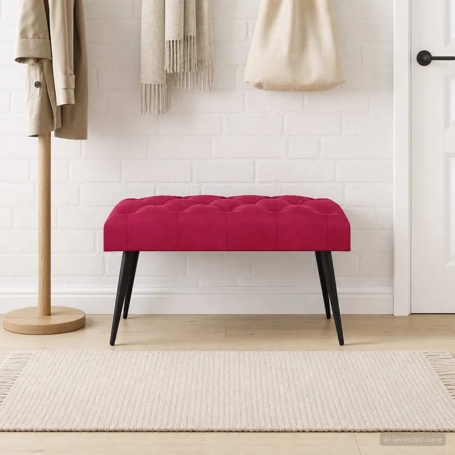 Banc avec capitonnage bouton Bordeaux 80 x 40 x 46 cm Velours