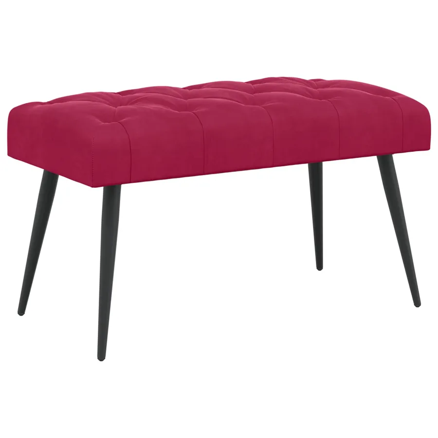 Banc avec capitonnage bouton Bordeaux 80 x 40 x 46 cm Velours - 2
