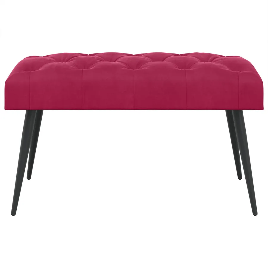 Banc avec capitonnage bouton Bordeaux 80 x 40 x 46 cm Velours - 5