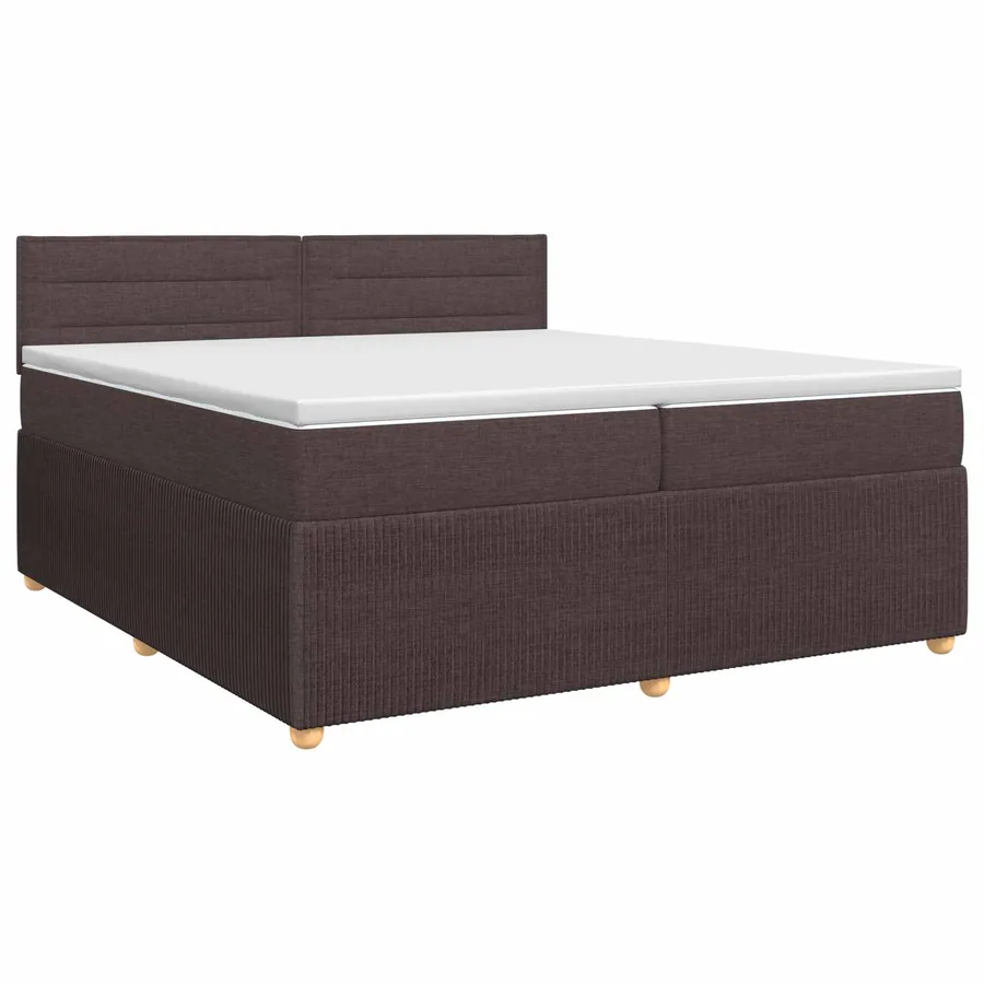 Lit boxspring avec matelas Marron foncé 200 x 200 cm Tissu