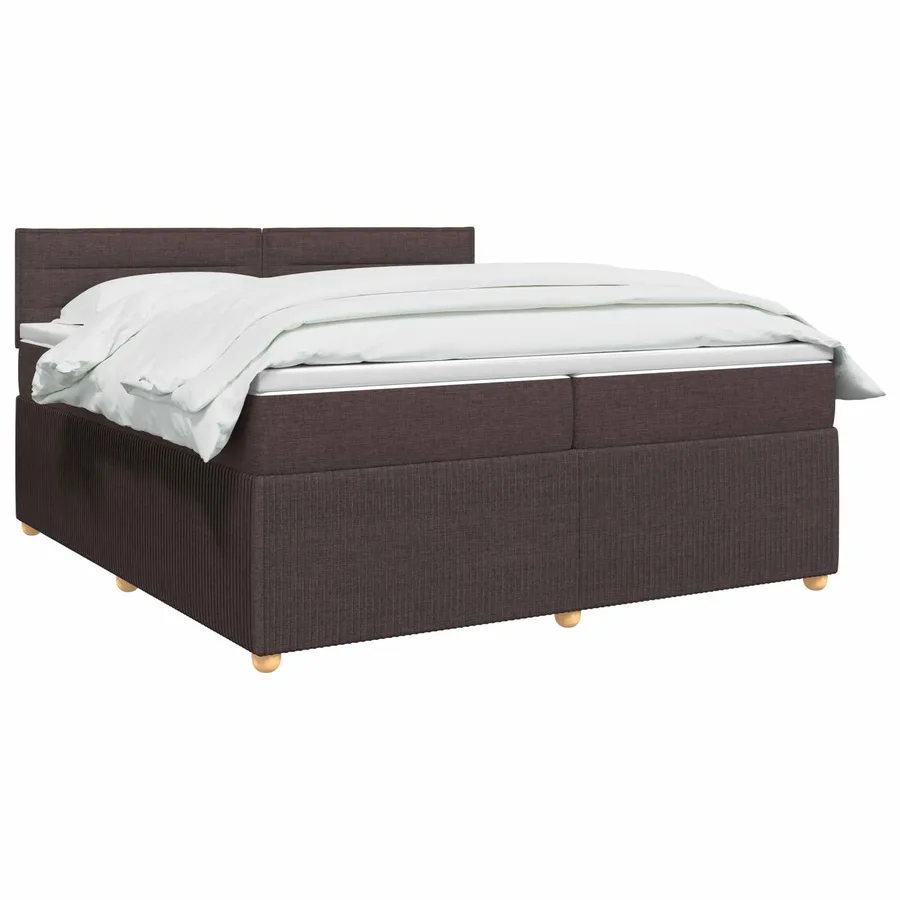 Lit boxspring avec matelas Marron foncé 200 x 200 cm Tissu - 2