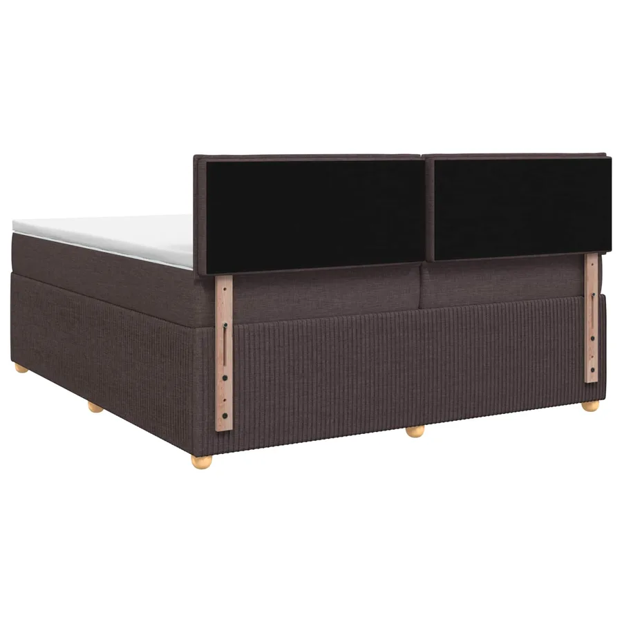 Lit boxspring avec matelas Marron foncé 200 x 200 cm Tissu - 7