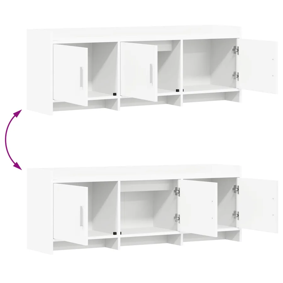 Meuble TV 130 x 33 x 47 cm Blanc Bois d'ingénierie - 8