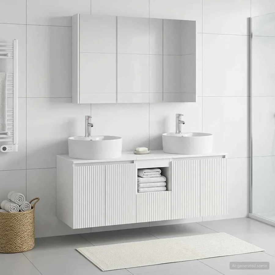 Ensemble d'armoire de salle de bain 4 pcs Blanc