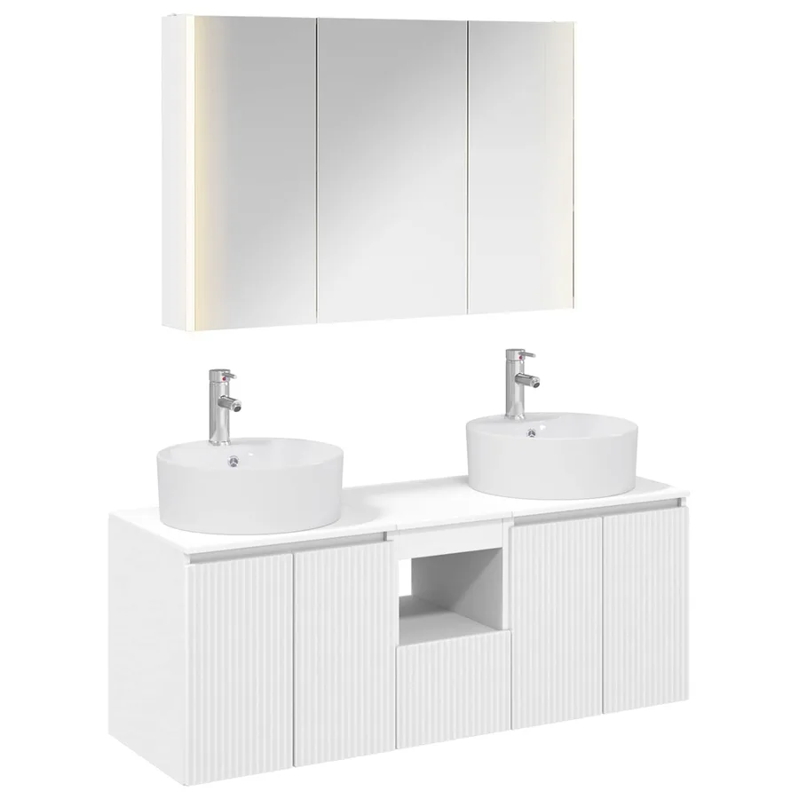 Ensemble d'armoire de salle de bain 4 pcs Blanc - 2