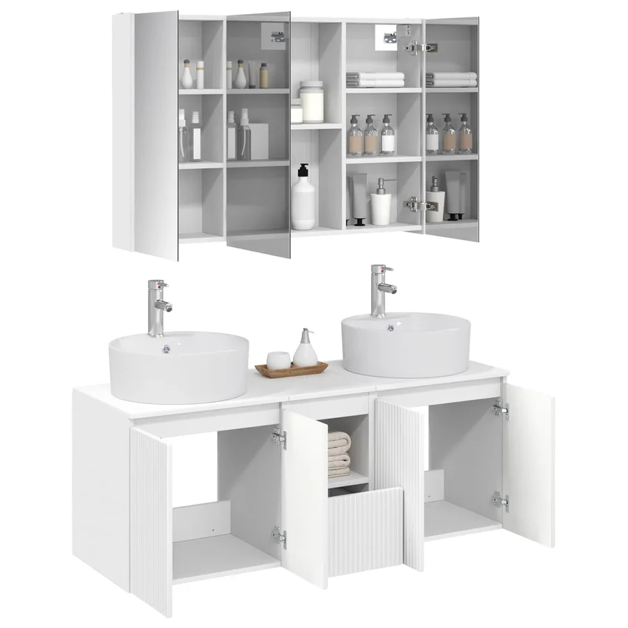 Ensemble d'armoire de salle de bain 4 pcs Blanc - 3
