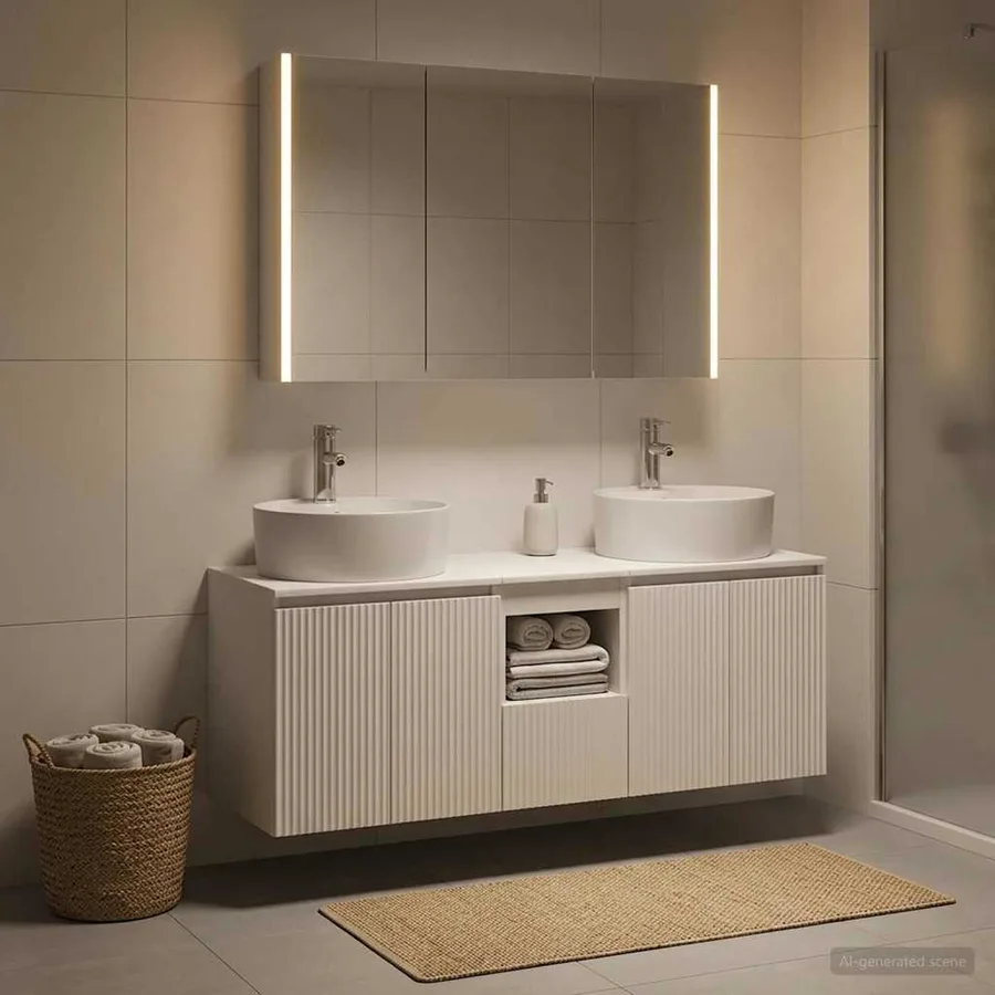 Ensemble d'armoire de salle de bain 4 pcs Blanc - 4