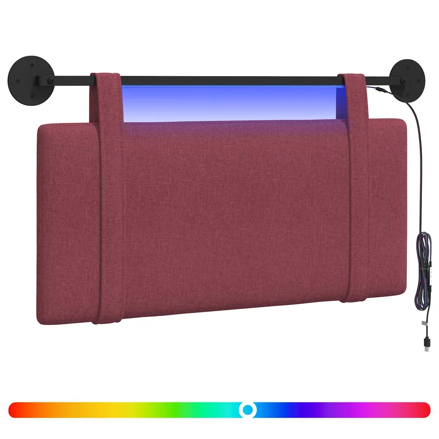 Tête de lit suspendue Avec lumière LED Bordeaux Tissu - 2