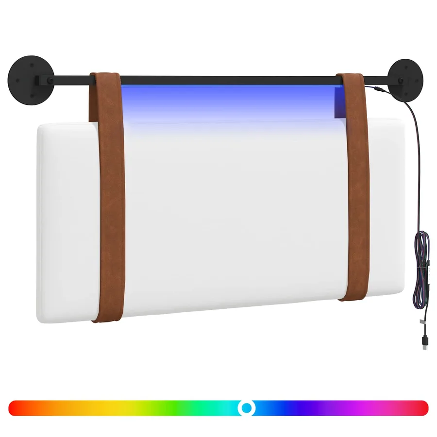 Tête de lit suspendue Avec lumière LED Blanc PU antique - 2
