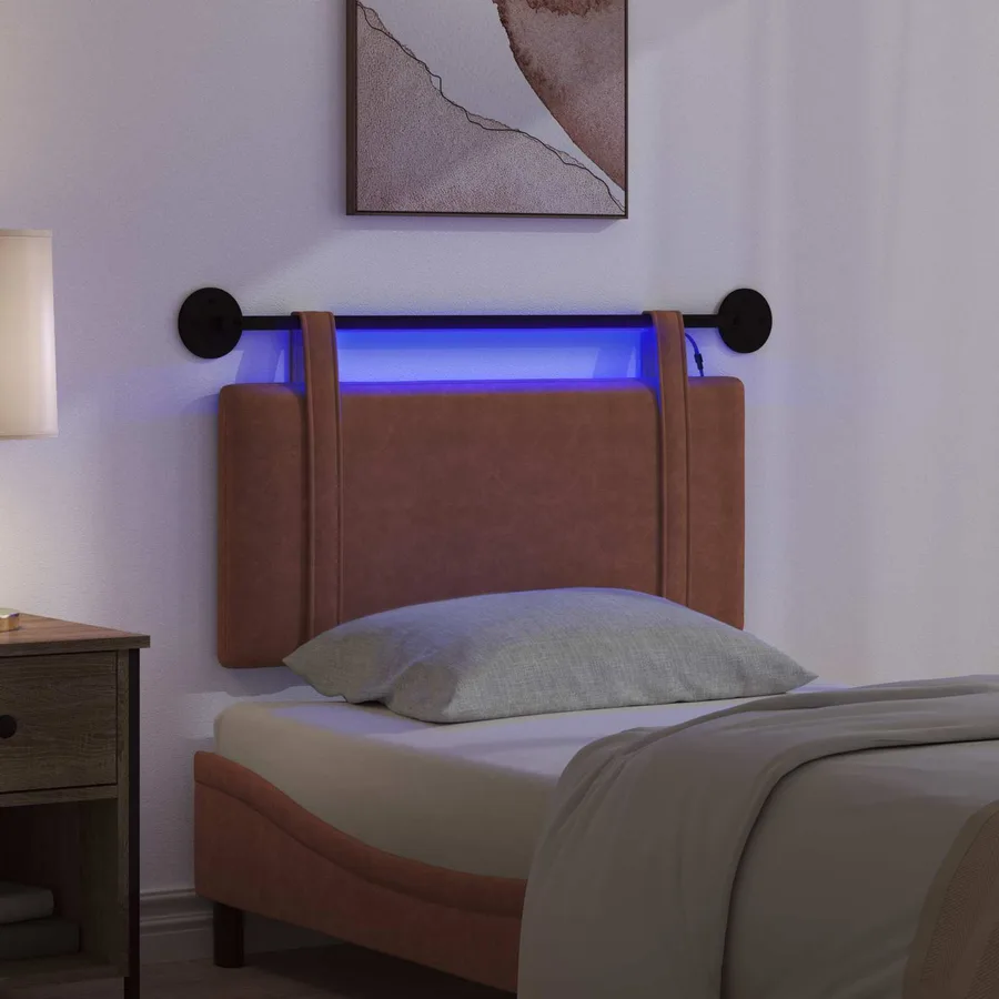 Tête de lit suspendue Avec lumière LED Marron PU antique - 5