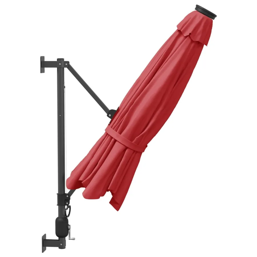Parasol mural avec LED rouge vif 290 cm - 5