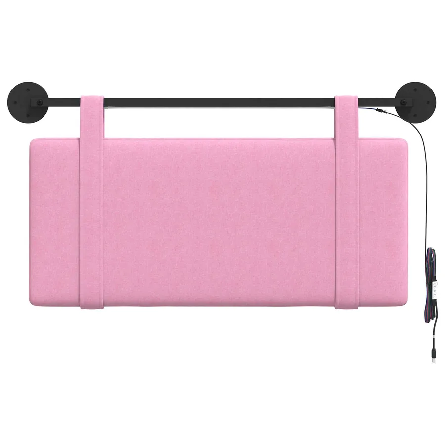Tête de lit suspendue Avec lumière LED Rose Tissu - 6