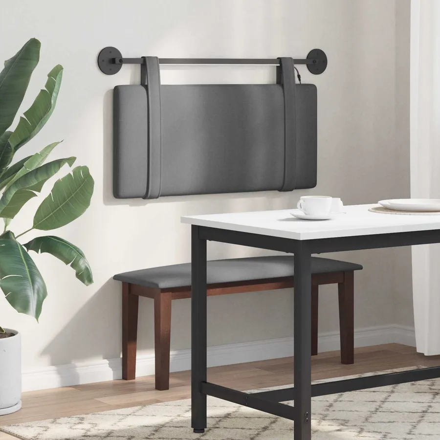 Tête de lit suspendue Avec lumière LED Gris foncé Tissu - 4
