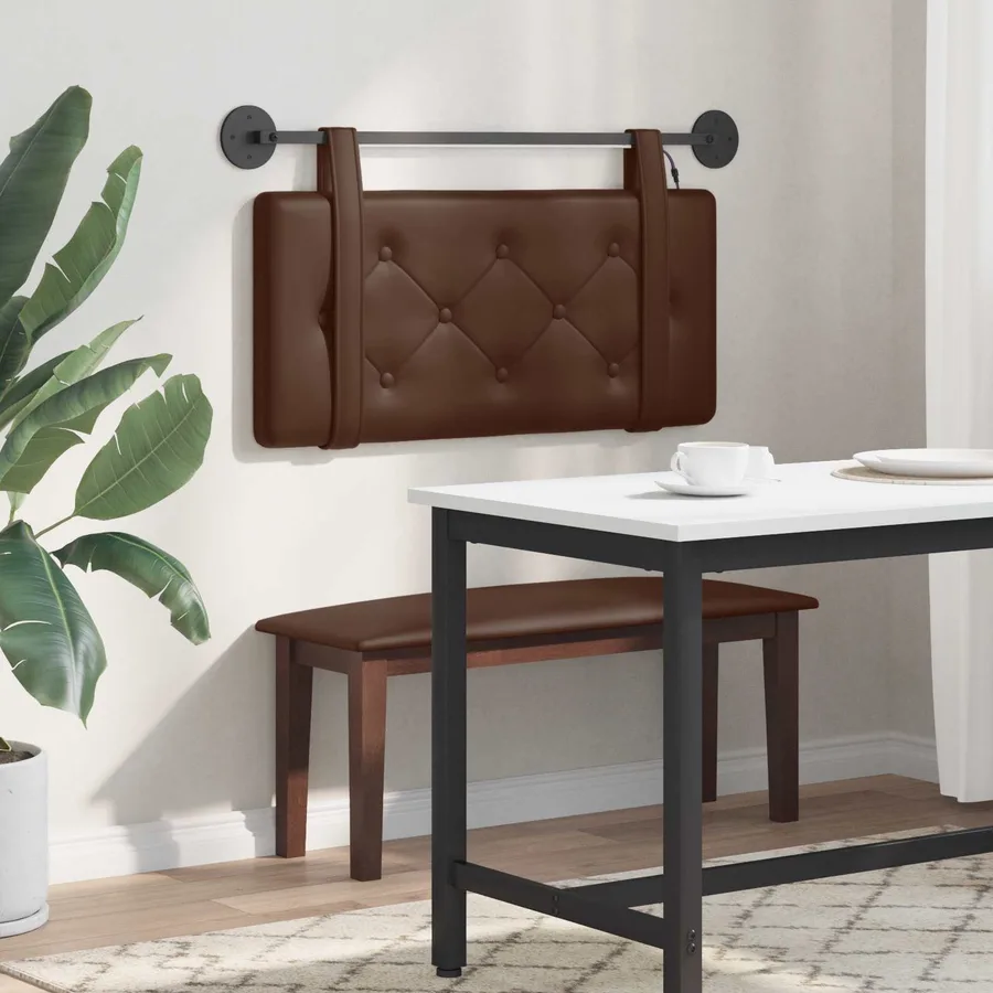 Tête de lit suspendue Avec lumière LED Marron Simili cuir - 4