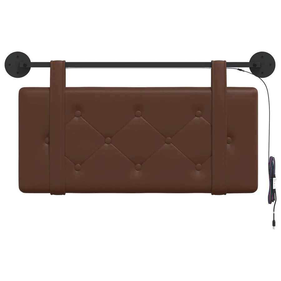 Tête de lit suspendue Avec lumière LED Marron Simili cuir - 6
