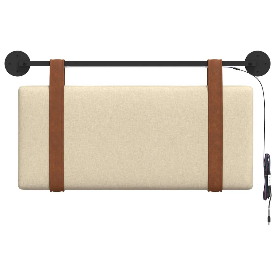 Tête de lit suspendue Avec lumière LED Crème PU antique - 6